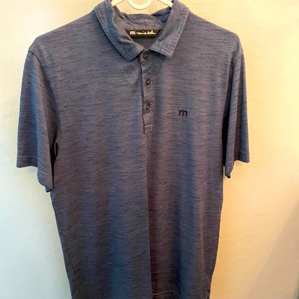 Travis Mathew Heathered Blue Polo Shirt